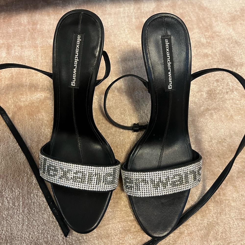 Authentic Alexander Wang Rhinestone Logo Heels